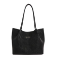 Sac fourre-tout classique en cuir noir mat avec fines bretelles et grande capacité - Noir