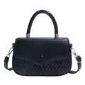 Elegante borsa a tracolla in pelle PU nera con trama intrecciata e manico superiore raffinato - Nero