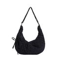 Borsa hobo nera a pois con dettagli di fiocchi e tracolla regolabile - Blu