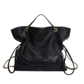 Grande borsa tote nera trapuntata con dettagli in catena oro e trama in pelle - Nero