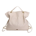 Borsa tote beige trapuntata con tracolla a catena e logo per stile quotidiano chic - Bianco
