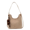 Sac fourre-tout beige avec breloque ours en peluche marron et logo doré élégant - Avec Pendentif / Kaki