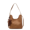 Sac fourre-tout en cuir marron avec bandoulière et pendentif ours dans la variante - Avec Pendentif / Marron
