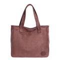 Deep brown suede tote bag featuring a minimalist design with long double handles - Brown