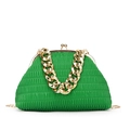 Sac nuage plissé vert émeraude avec grosse chaîne dorée et fermoir à baisers chic - Vert