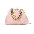 Sac bandoulière plissé rose avec chaîne dorée épaisse et fermoir rétro élégant - Rose