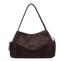 Bolso tote grande minimalista en ante marrón oscuro con correa de hombro y nudos laterales - café