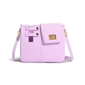 Tragbare hellviolette PU-Leder Trinkflaschentasche mit goldenem Drehverschluss und Gurt - Lila