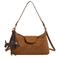 Sac bandoulière marron vintage en similicuir avec charmant porte-clés teckel - Avec Pendentif / Marron