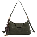 Sac oreiller minimaliste vert foncé avec bandoulière et breloque chiot en cuir - Avec Pendentif / Vert