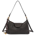 Sac hobo rétro gris en texture mate avec un adorable pendentif animal en cuir - Avec Pendentif / ébène