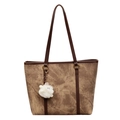 Bruine vintage shopper met gouden letters en wit pomponnetje op witte achtergrond - Met Hanger / Bruin