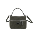 Deep olive green vintage crossbody bag with matte finish and dual zipper design - Green
