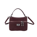Vintage burgundy crossbody handbag with silver hardware and double zipper closure - Red
