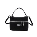 Chic black matte structured box bag with silver hardware and top handle for women - Black