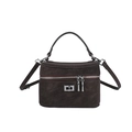 Vintage dark brown crossbody bag in matte synthetic leather with silver twist lock - Brown