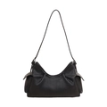 Sac à bandoulière noir plissé minimaliste avec poches latérales pour femmes - Noir