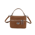 Sac bandoulière vintage marron avec finitions argentées et double fermeture éclair - Marron