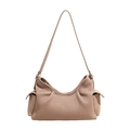 Sac bandoulière plissé beige minimaliste avec bandoulière réglable et poches latérales - Khaki