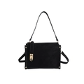 Bolso de hombro vintage negro con remaches dorados y hebilla de metal para mujer - Negro