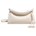 Bolso hobo vintage blanco crema de cuero sintético texturizado con detalles de cordón - Blanco