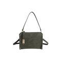 Bolso bandolera vintage verde oscuro con cierre giratorio dorado y detalles de remaches - Verde