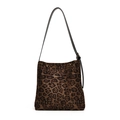 Leopard print tote bag met zwarte verstelbare schouderriem en gouden details - Bruin