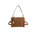 Bolso de hombro minimalista marrón elegante con herrajes dorados y detalles de remaches - Marrón