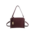 Sac bandoulière vintage rouge vin en simili daim avec boucles dorées élégantes - Rouge