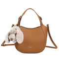 Bolso hobo marrón para mujer con correa ajustable y colgante de conejo peluche - Con Colgante / Marrón