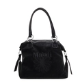Borsa tote nera capiente con motivo a fiori e dettaglio ricamato firmato Maodi - Nero
