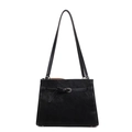 Klassische schwarze Vintage-Tragetasche mit Schnallendetail und schmalen Schultergurten - Schwarz