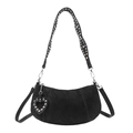 Borsa a borsa nera opaca con ciondolo a cuore a rivetto e tracolla con borchie - Nero