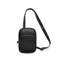 Sac bandoulière minimaliste en cuir noir pour femme avec texture et sangle nylon - Noir