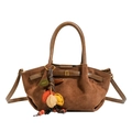 Bolso de mano mate marrón oscuro con colgantes de hojas de colores y herrajes de bronce - Con Colgante / Marrón