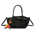 Bolso de hombro vintage negro mate para mujer con colgante de hoja y hebilla metálica - Con Colgante / Negro