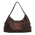 Bolso hobo vintage de cuero marrón con patrón de margaritas bordadas y correa ajustable - Marrón