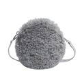 Sac bandoulière sphérique en peluche gris clair avec fine lanière pour l'hiver 2025 - Gris