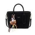 Bolso saco de ante sintético negro con letras doradas y colgante de oso de peluche - Con Colgante / Negro