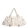 Bolso retro blanco crema estilo motero con remaches y correa ajustable al hombro - Blanco
