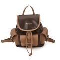 Zaino retrò in pelle a contrasto con tasche multiple e fibbie metalliche per donna - Marrone