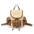 Zaino in tela beige stile Maillard con accenti marroni e tasche con fibbia - Bianco Sporco