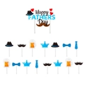 Set di 16 decorazioni per torta Happy Father's Day con motivi di cappello, barba e cravatta - Set di Topper per Torte