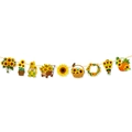 Dettaglio dello striscione per festa girasole con cartoncini di fiori e gnomi - Striscione Accessori con Motivi