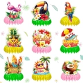 9Pcs Hawaiian honeycomb centerpieces featuring flamingos, pineapples and tropical theme decor - 9-Piece Hawaiian Honeycomb Ornaments