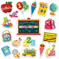 Schulanfang German back to school photo booth props set with school bus and apple motifs - 18-Piece Set
