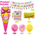 Détail de la déco de rentrée scolaire avec ballon cornet et ballons de fête - Ensemble de Bijoux Rose