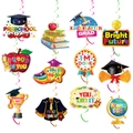 Kindergarten graduation party decorations with colorful spiral hanging swirl charms - 12 Double-sided Cards + 12 Swirls