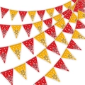 Striscione festa cowboy con bandierine triangolari rosse e gialle motivo paisley - Striscione a Bandierine Triangolari