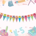 Striscione colorato per il rientro a scuola con bandierine a cono ABC 123 per decorazione - Banner / Banner per il rientro a scuola tedesco